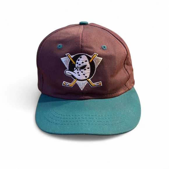 LOGO 7 Other - Vintage 90s Anaheim Mighty Ducks Hat Youth OS Elastic Stretchback Logo 7
